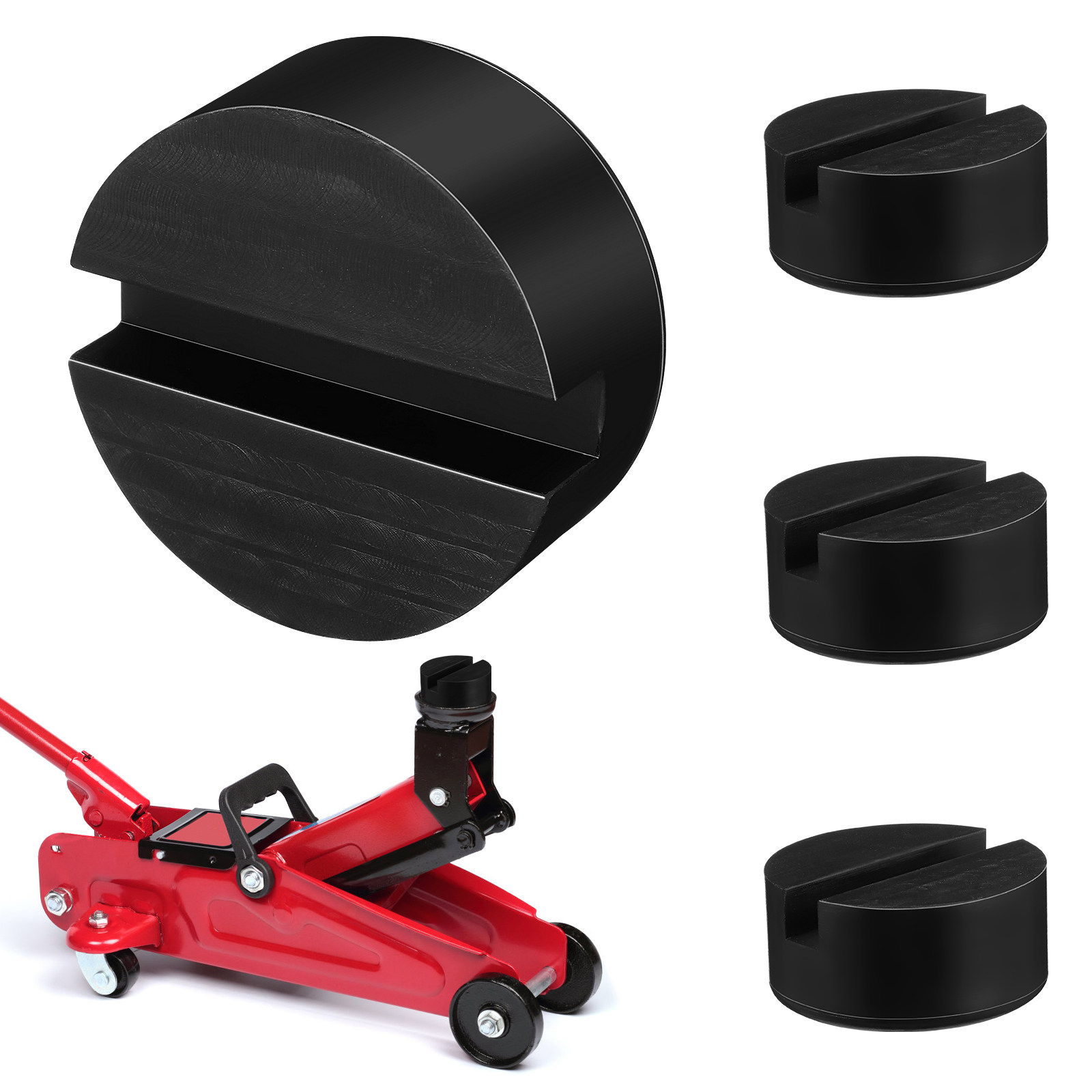 Car Jack - 4個入り、キャンピングカー用ジャッキパッド。安定性と安全性を備え、多機能で、床用ジャッキや車の修理、建設現場での作業に最適なゴム製パッド。