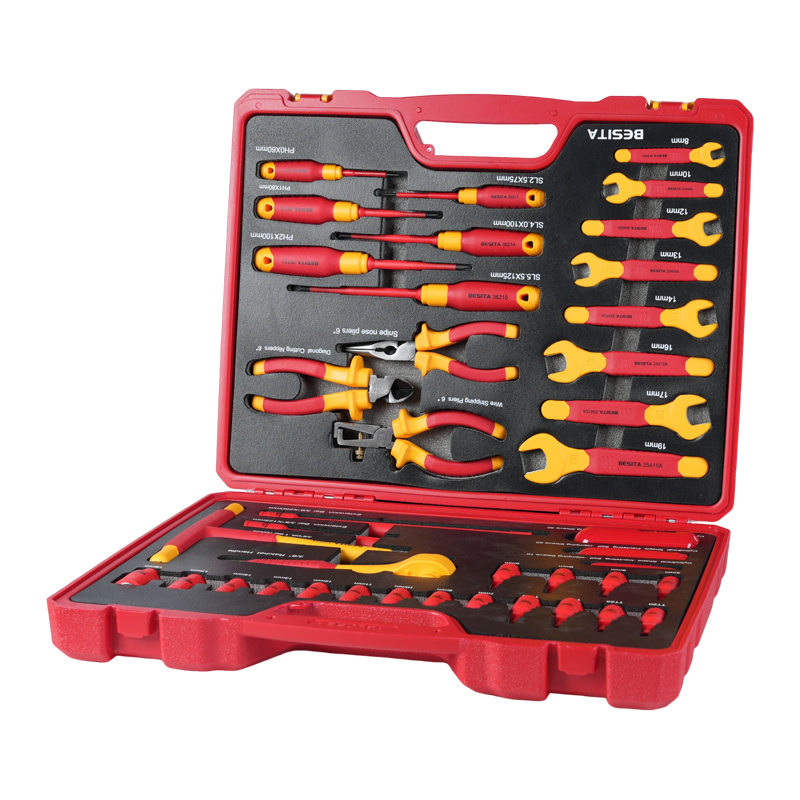 Socket Set - プロ仕様EV修理工具41点セット 1000V絶縁レンチソケットドライバーハンドツールセット