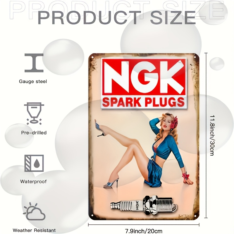 ヴィンテージ風スパークプラグの金属製サイン - 家庭用ガレー - Spark Plug のレビューと価格
